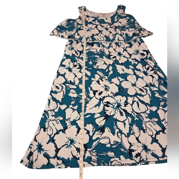 Woman Within 2X 26/28 Cotton Stretch Knit Tiered Maxi Dress Floral Sleeveless - Picture 7 of 9